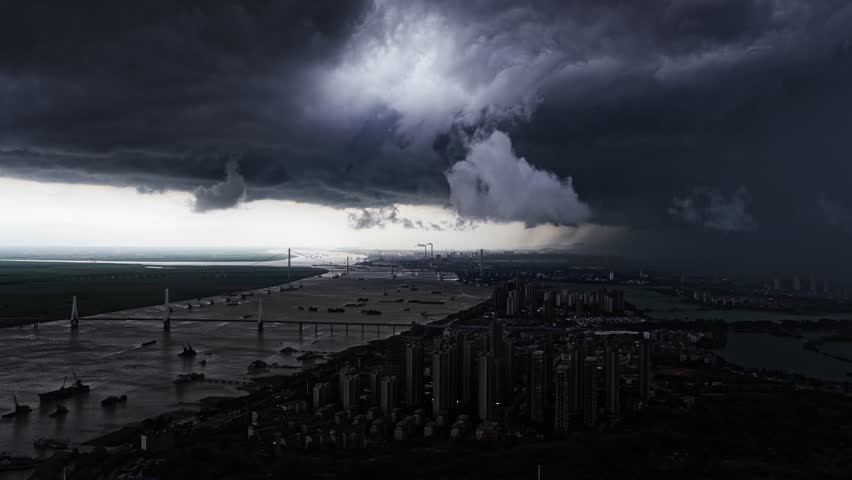  Storm clouds and rain over sea, Dark storm clouds passing video ,High quality footage clouds over sea