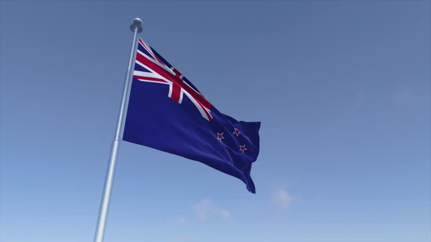 New Zealand Flag Waving Animation Cinematic 4K Motion Background