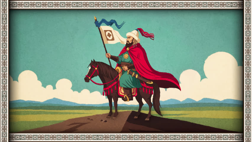 Ancient Mongol Commander Riding Across the Steppe