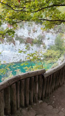 Beautiful waterfall at Plitvice Lakes National Park in Croatia, showing turquoise water, forest and natural landscape in a famous European nature destination
