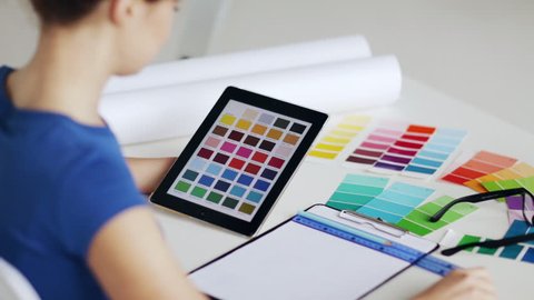 woman working with color samples for selection 
