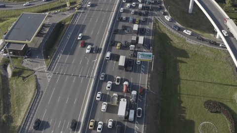 Drone Flying along Mkad Highway Moscow