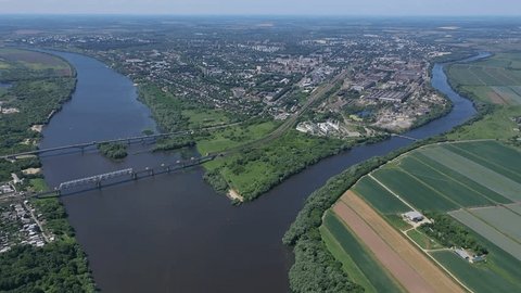 Aerial Panorama River Kolomna City