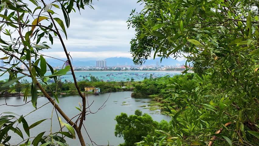 Vietnam Da Nang City and Nature - North Shore Lagoon Lake and Mountain Forest - 4K