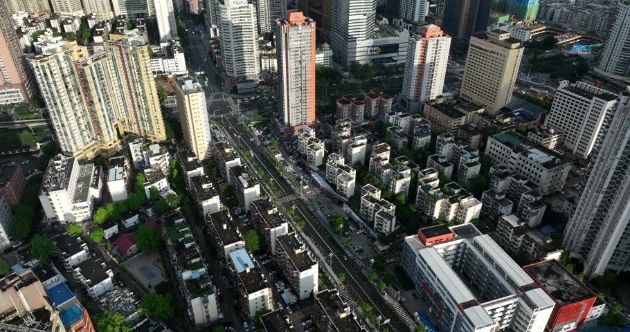 Shenzhen ,China - July 08, 2022: Aerial view of landscape in Shenzhen city, China