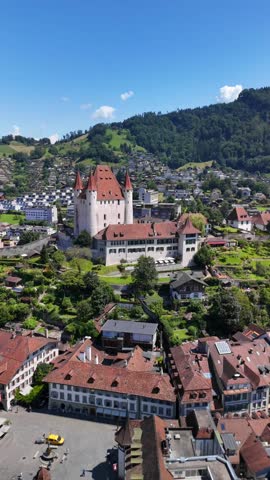 Thun Castle in the city of Thun, Switzerland medieval town Swiss Bernese Alps valley