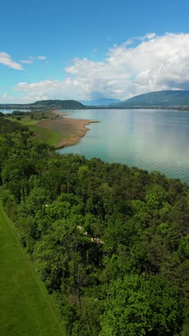 Lake Biel Switzerland aerial above St. Peter