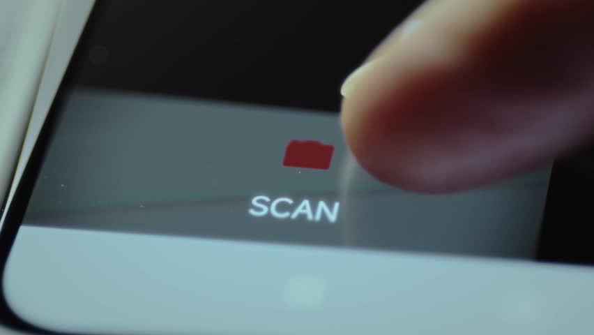 Finger points to the SCAN option within a software interface