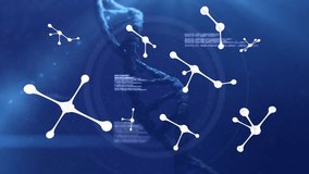 Animation of dna strand and molecules over data processing. global data processing, science and research concept digitally generated video. - Powered by Shutterstock - Get 15% off with code: PIKWIZARD15