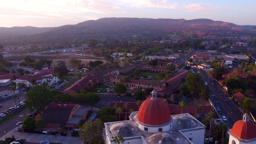 Sunrise Aerial View of the Mission San Juan Capistrano.