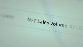 NFT Sales Volume amount displayed on screen - Powered by Shutterstock - Get 15% off with code: PIKWIZARD15