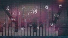 Animation of statistical data processing over view of cityscape from office window. Business data technology concept - Powered by Shutterstock - Get 15% off with code: PIKWIZARD15