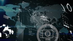 Animation of data processing over world map. Global business and digital interface concept digitally generated video. - Powered by Shutterstock - Get 15% off with code: PIKWIZARD15