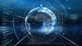 Animation of globe with connections and data processing. Global networks, computing and data processing concept digitally generated video. - Powered by Shutterstock - Get 15% off with code: PIKWIZARD15
