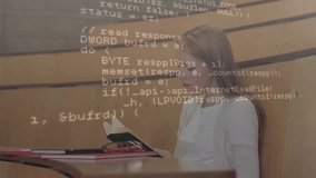 Animation of data processing over woman boxing using laptop. Global business data processing and technology concept digitally generated video. - Powered by Shutterstock - Get 15% off with code: PIKWIZARD15