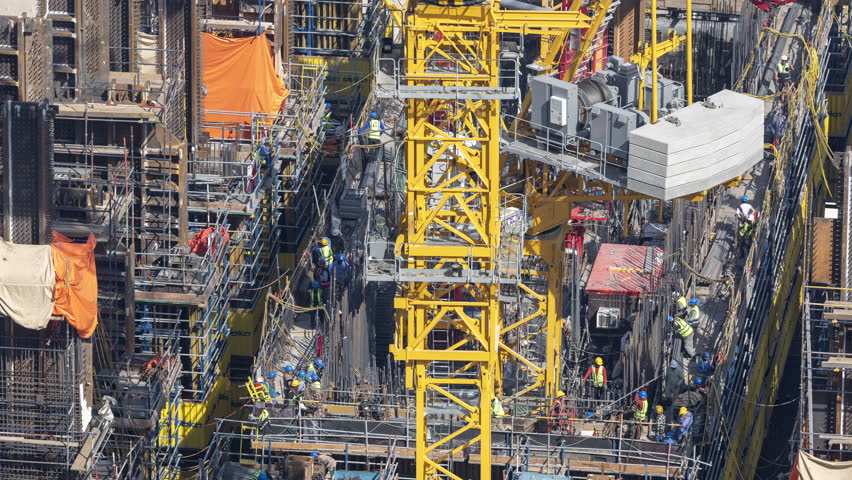 closeup timelapse of construction of a new skyscaper in dubai 
