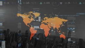 Animation of world map over statistics with data processing. Global business, finance and data processing concept digitally generated video. - Powered by Shutterstock - Get 15% off with code: PIKWIZARD15