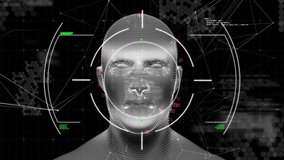 Animation of scope scanning and data processing over digital human head and network of connections. global technology, data processing and digital interface concept digitally generated video. - Powered by Shutterstock - Get 15% off with code: PIKWIZARD15