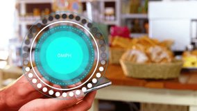 Animation of speedometer and social media icons against mid section of man using smartphone. Business data and analytics technology concept - Powered by Shutterstock - Get 15% off with code: PIKWIZARD15