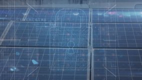 Animation of data processing, lock icon over caucasian engineer working at solar power station. Digital composite, technology, power generation, sustainable energy, multiple exposure, business. - Powered by Shutterstock - Get 15% off with code: PIKWIZARD15
