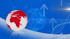 Animation of globe with data processing and network of connections on blue background. Global digital interface technology and networking concept digitally generated video. - Powered by Shutterstock - Get 15% off with code: PIKWIZARD15