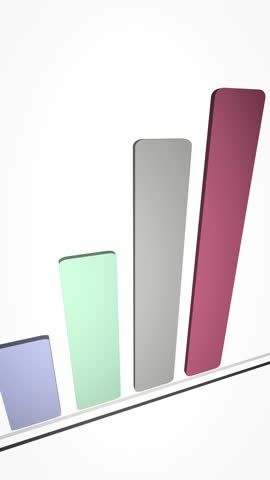 Vertical 3D bar graph showing exponential growth and accelerating business performance, ideal for mobile-first finance, startup success, and data driven storytelling visuals.