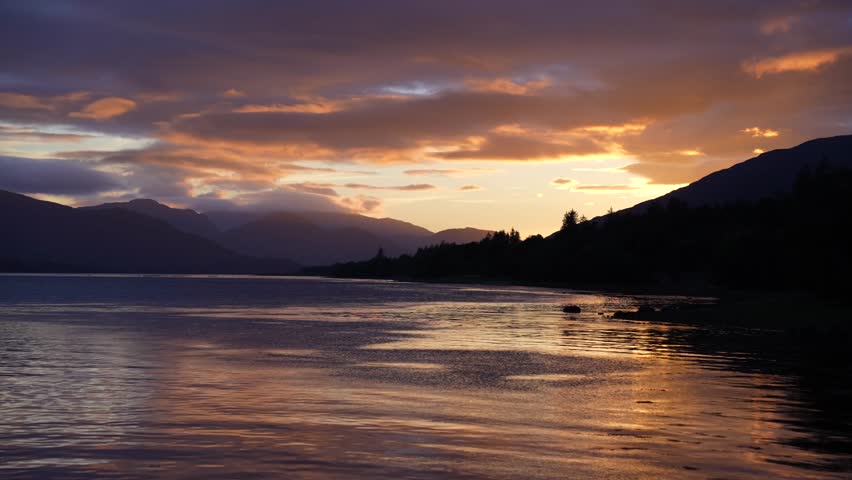 Breathtaking Sunset Over Tranquil Lake.