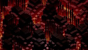 Dark 3D cubes in isometric layout rise from a glowing red grid, forming a futuristic cityscape with sharp lighting and high contrast - Powered by Shutterstock - Get 15% off with code: PIKWIZARD15