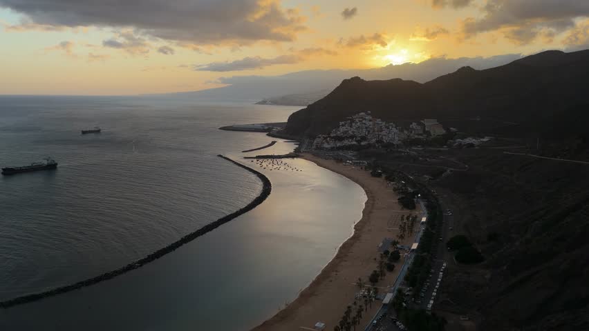 coast line of beach las Teresitas by Santa Cruz de Tenerife, Spain