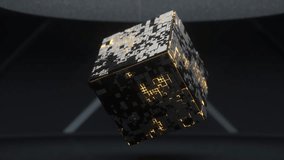 Abstract digital cube with glowing circuits rotating in futuristic environment motion footage - Powered by Shutterstock - Get 15% off with code: PIKWIZARD15