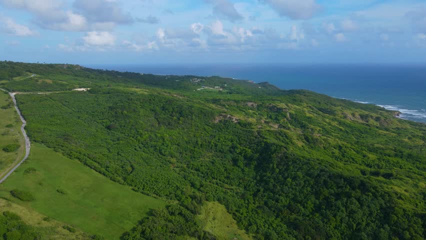 Bathsheba Beach and East Coast aerial view from the center of St. Andrew Parish, Barbados.  