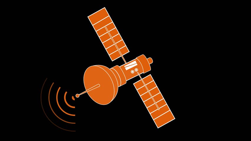 Satellite Animated with Solar Panels and Antenna