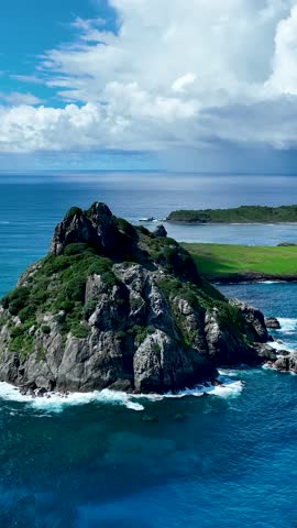 Fernando de Noronha archipelago of volcano islands. Tropical scenery. Summer scenery. Nature bay water of Fernando de Noronha islands at Pernambuco Brazil. Amazing scenery. Tropical destinations.