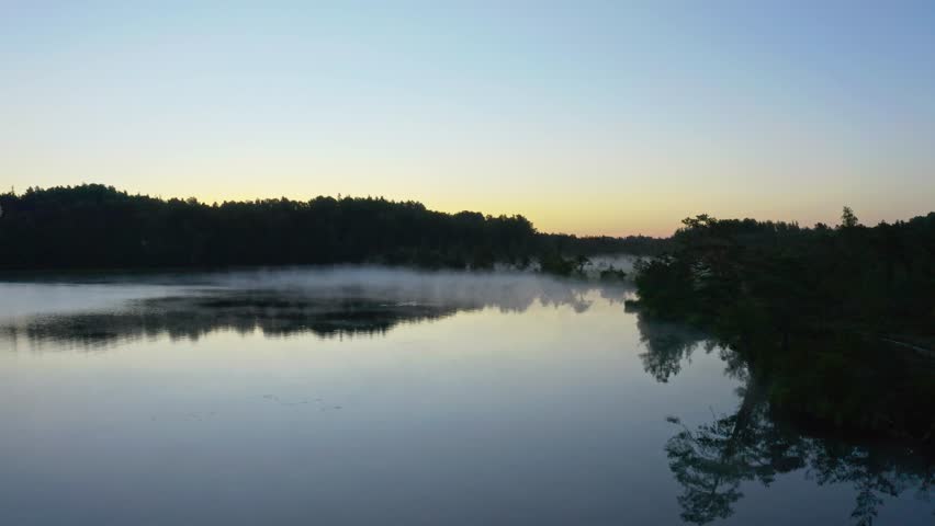Aerial View of Lake at Sunrise