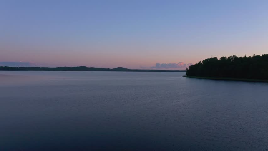 Aerial View of Lake at Sunrise