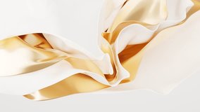 Abstract flowing silk white and gold fabric motion background in slow motion cinematic loop - Powered by Shutterstock - Get 15% off with code: PIKWIZARD15