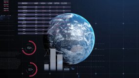 Animation of data processing over globe. Global business and digital interface concept digitally generated video. - Powered by Shutterstock - Get 15% off with code: PIKWIZARD15