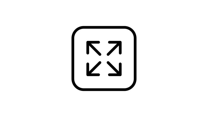 Animated full screen and exit full screen button icon isolated on a white background