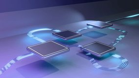 Abstract technology animation featuring a digital workflow built from layered steps connected by glowing data streams. Futuristic data connections move upward through a structured platform, representing automation, artificial intelligence, cloud computing, and digital transformation. Ideal for technology presentations, business process visuals, fintech, blockchain, software systems, and modern corporate backgrounds. - Powered by Shutterstock - Get 15% off with code: PIKWIZARD15