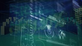 Animation of financial data processing over globe. global business, connections, data processing, computing and digital interface concept digitally generated video. - Powered by Shutterstock - Get 15% off with code: PIKWIZARD15