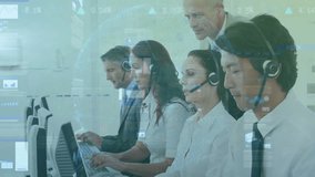 Animation of data processing over diverse business people in office. Global business and digital interface concept digitally generated video. - Powered by Shutterstock - Get 15% off with code: PIKWIZARD15