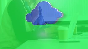 Animation of cloud and digital icons over business people. Global cloud computing, digital interface and data processing concept digitally generated video. - Powered by Shutterstock - Get 15% off with code: PIKWIZARD15
