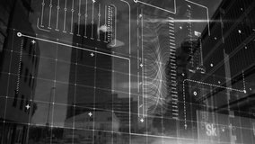 Animation of financial data processing over cityscape. Global business, finance, computing and data processing concept digitally generated video. - Powered by Shutterstock - Get 15% off with code: PIKWIZARD15