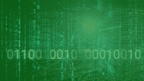 Animation of binary code over green space with data processing. data processing, connections and digital interface concept digitally generated video. - Powered by Shutterstock - Get 15% off with code: PIKWIZARD15