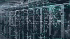 Animation of network of connections and data processing over server room. global connections, computing and digital interface concept digitally generated video. - Powered by Shutterstock - Get 15% off with code: PIKWIZARD15