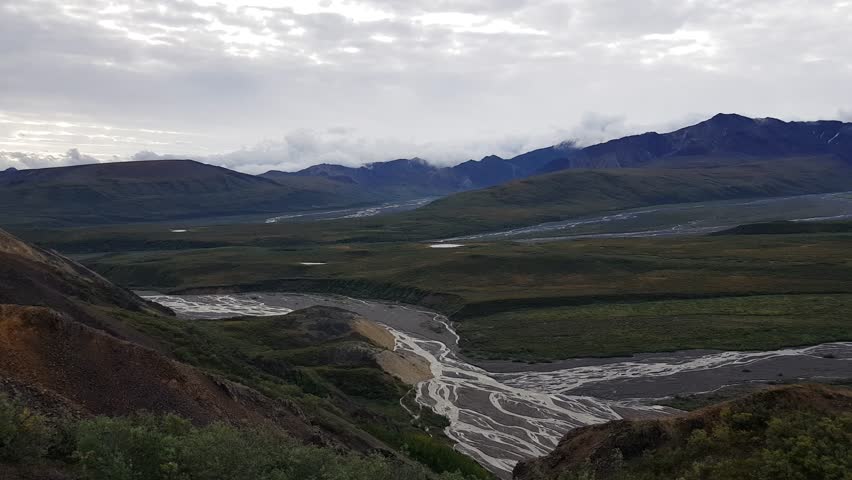 View of Denali mountain from the park road