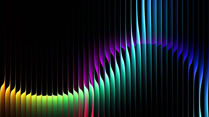 Colorful futuristic neon circles through textured glass. Luminous rings slowly rotating and distorted by ribbed glass for creative projects, digital screens and visual effects. Luminous gradients flow through reeded glass and bending light into abstract patterns. Reflected and refracted light with fluid distortions in ribbed glass surfaces for immersive visuals, music shows and digital performances. Seamless loop. 4K
