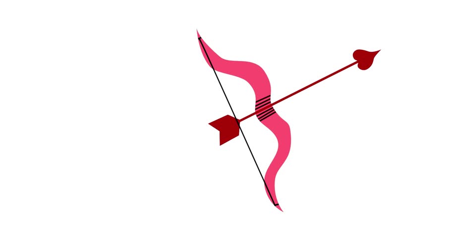 Cupid Bow and Arrow shoot and hits target with Love particles