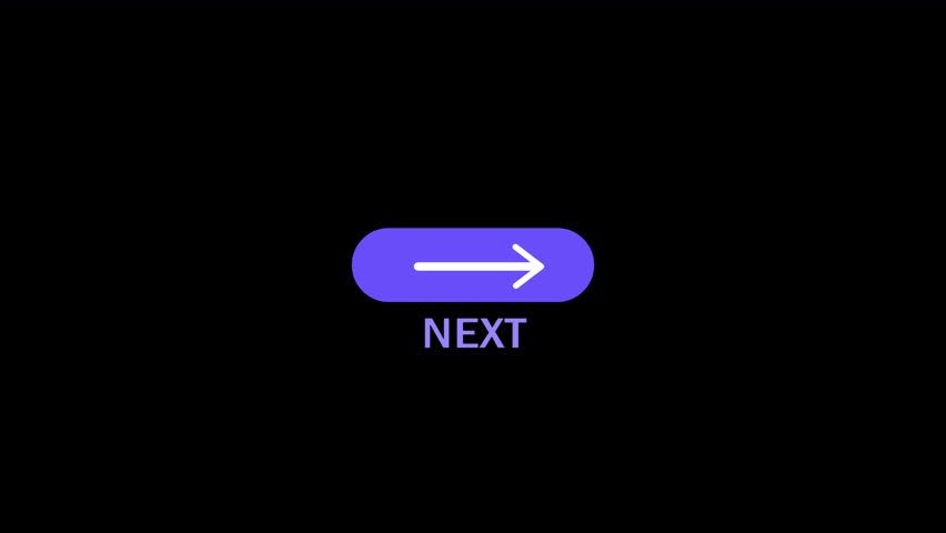 Next text sign with arrow icon animation on transparent background, arrow pointing next step icon animated with alpha channel.