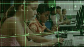 Animation of data processing over diverse students using computer. Global education and digital interface concept digitally generated video. - Powered by Shutterstock - Get 15% off with code: PIKWIZARD15